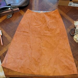 Vintage '60s Women's Suede A-Line Skirt - Rust Orange